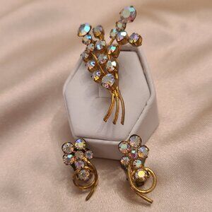 Vintage Austrian Brooch & Clip on Earring Set